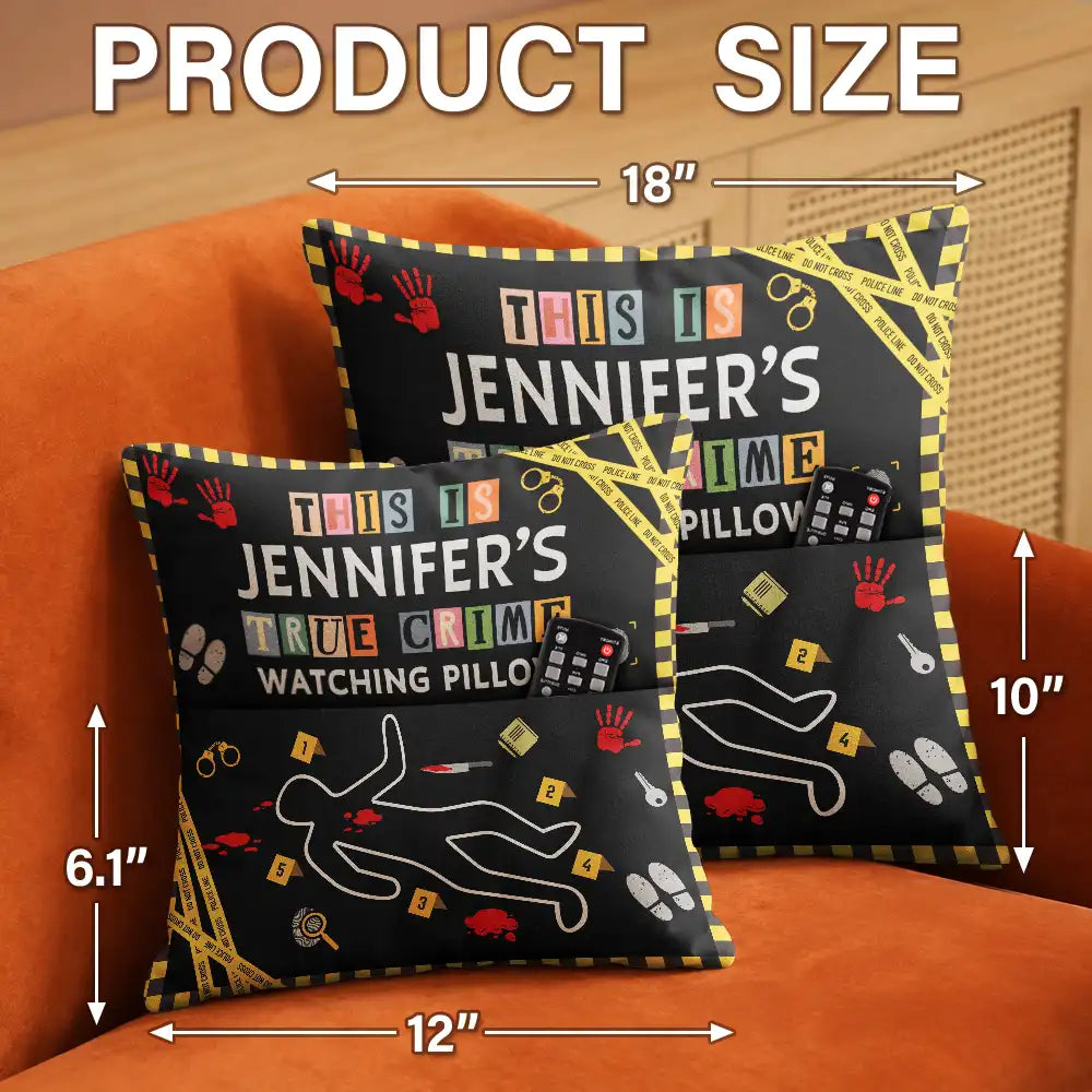 Christmas,Custom Text,Gift For Couples,Gift For Wife,Gifts For Her,Happy - Gift For True Crime Lovers - Personalized Binge Watching Pocket Pillow