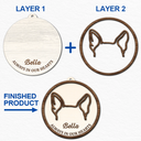 Memorial,Dog Lovers,Dog Mom,Dog Dad,Sad - Dog Ear Pet Loss Memorial Never Forgotten - Personalized 2-Layered Wooden Ornament