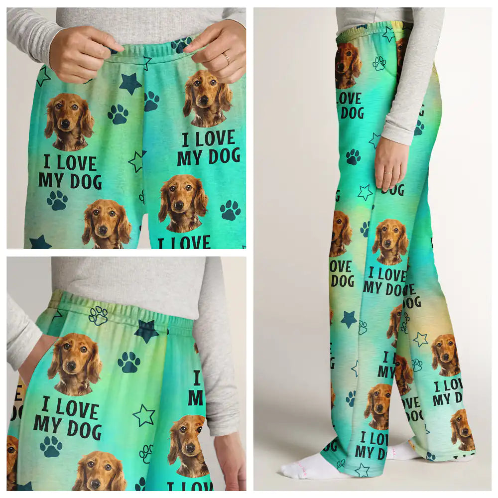 Christmas,Pet Lovers,Cat Lovers,Dog Lovers,Custom Photo,Happy - Custom Photo I Love My Fur Babies - Personalized Pajama Pants