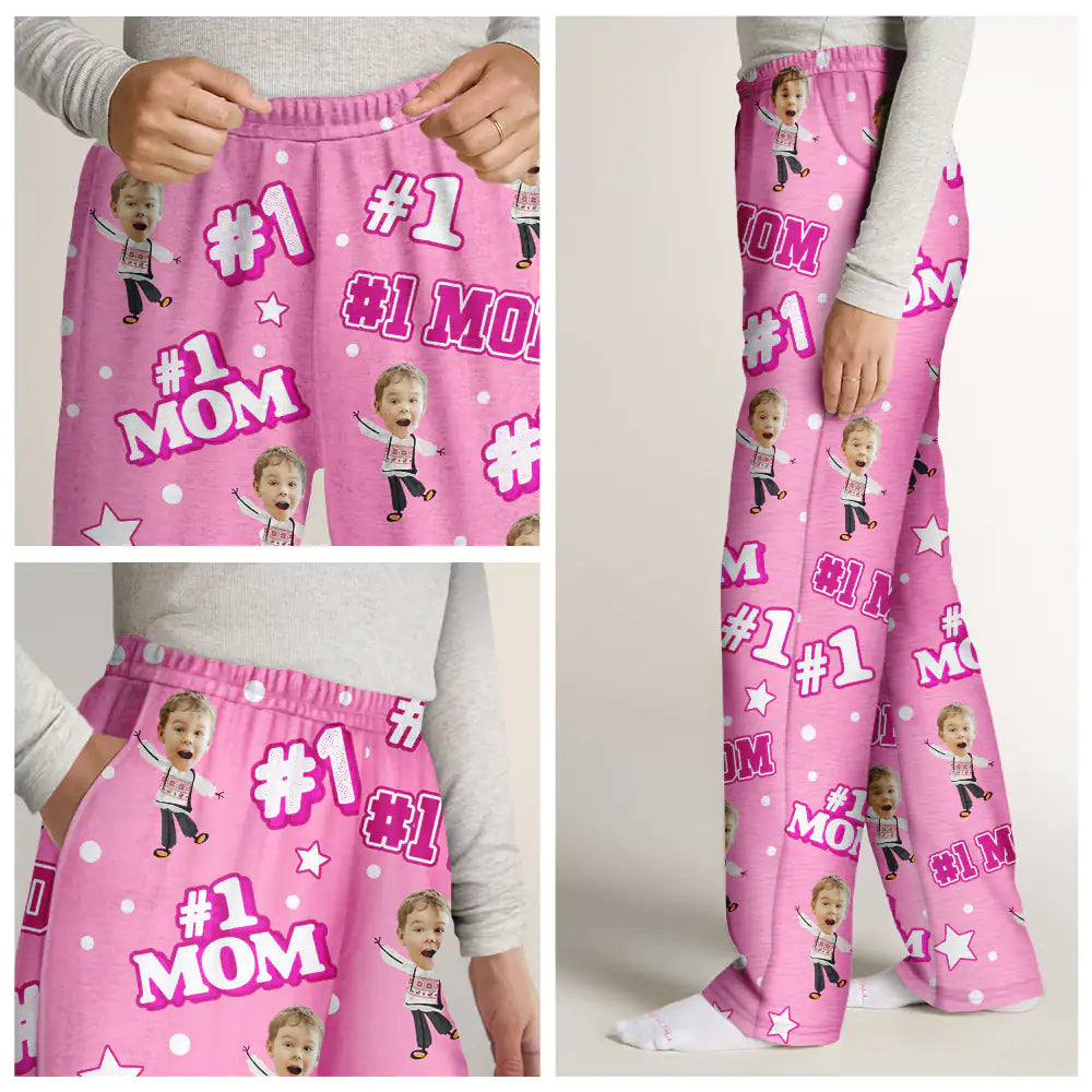 Gift For Father, Gift For Mother - Custom Photo Funny Kids #1 Dad #1 Mom - Personalized Pajama Pants