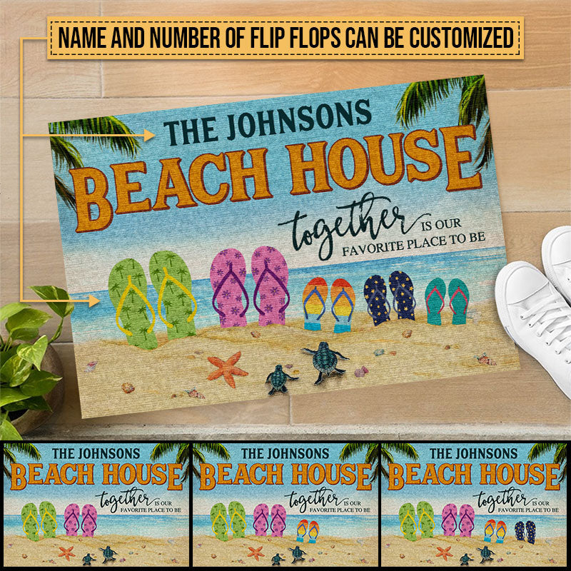 Beach House Flip Flop Together Is Our Favorite Place Custom Doormat