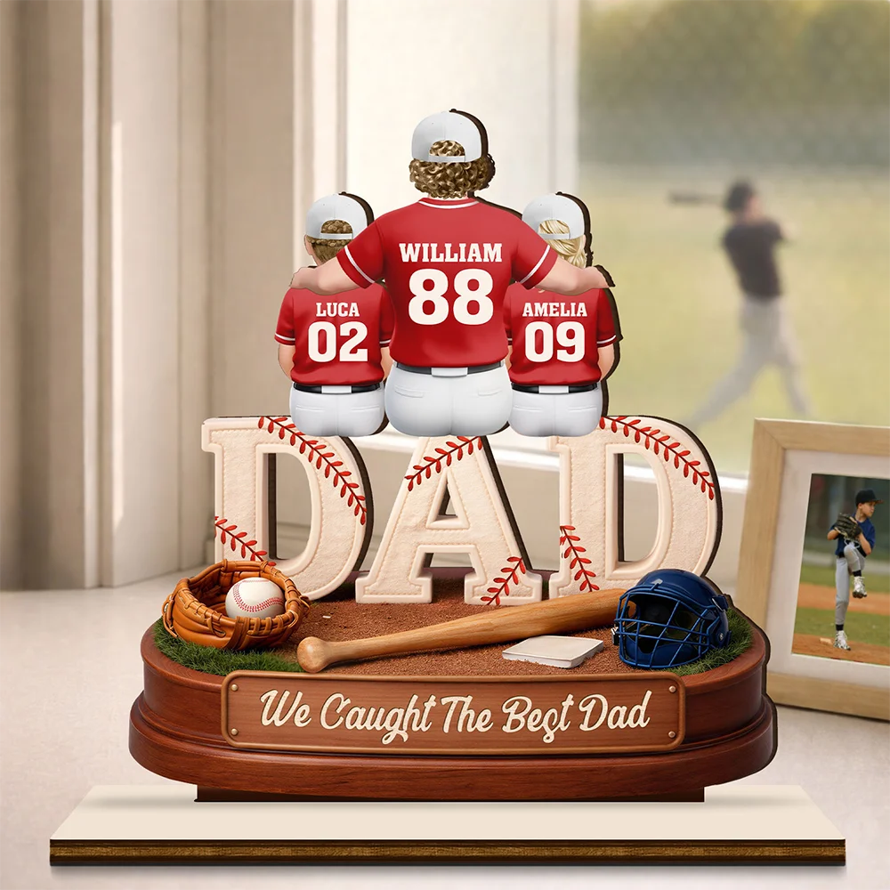 3D Effect Baseball We Caught The Best Mom Dad - Personalized Custom Shaped Wooden Plaque