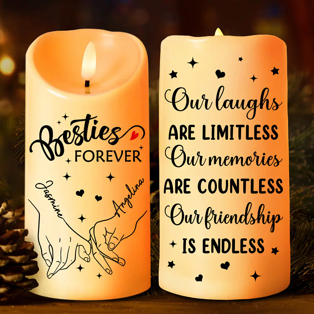 Holding Hands Our Memories Are Countless Our Friendship Is Endless - Personalized Flameless LED Candle