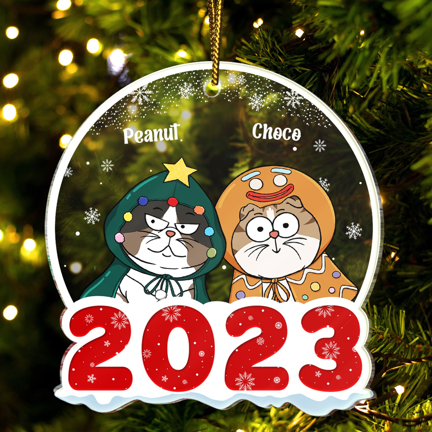 2023 Cartoon Cats - Christmas Gift For Cat Lovers - Personalized Custom Shaped Acrylic Ornament