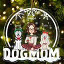 Dog Mom Funny Cartoon Dogs Snowdome - Christmas Gift For Dog Lovers - Personalized Custom Shaped Acrylic Ornament