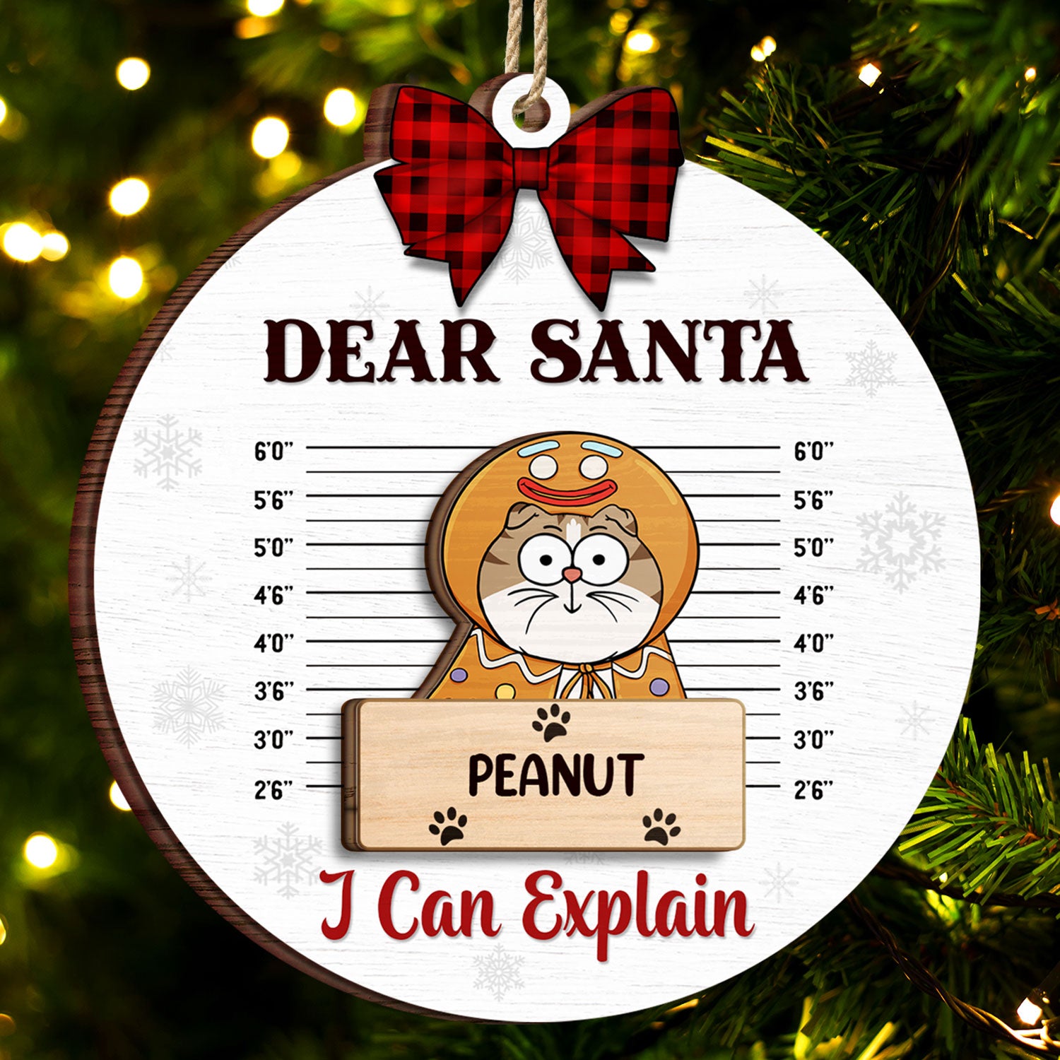 Dear Santa I Can Explain Funny Cartoon Cats - Christmas Gift For Cat Lovers - Personalized 2-Layered Wooden Ornament