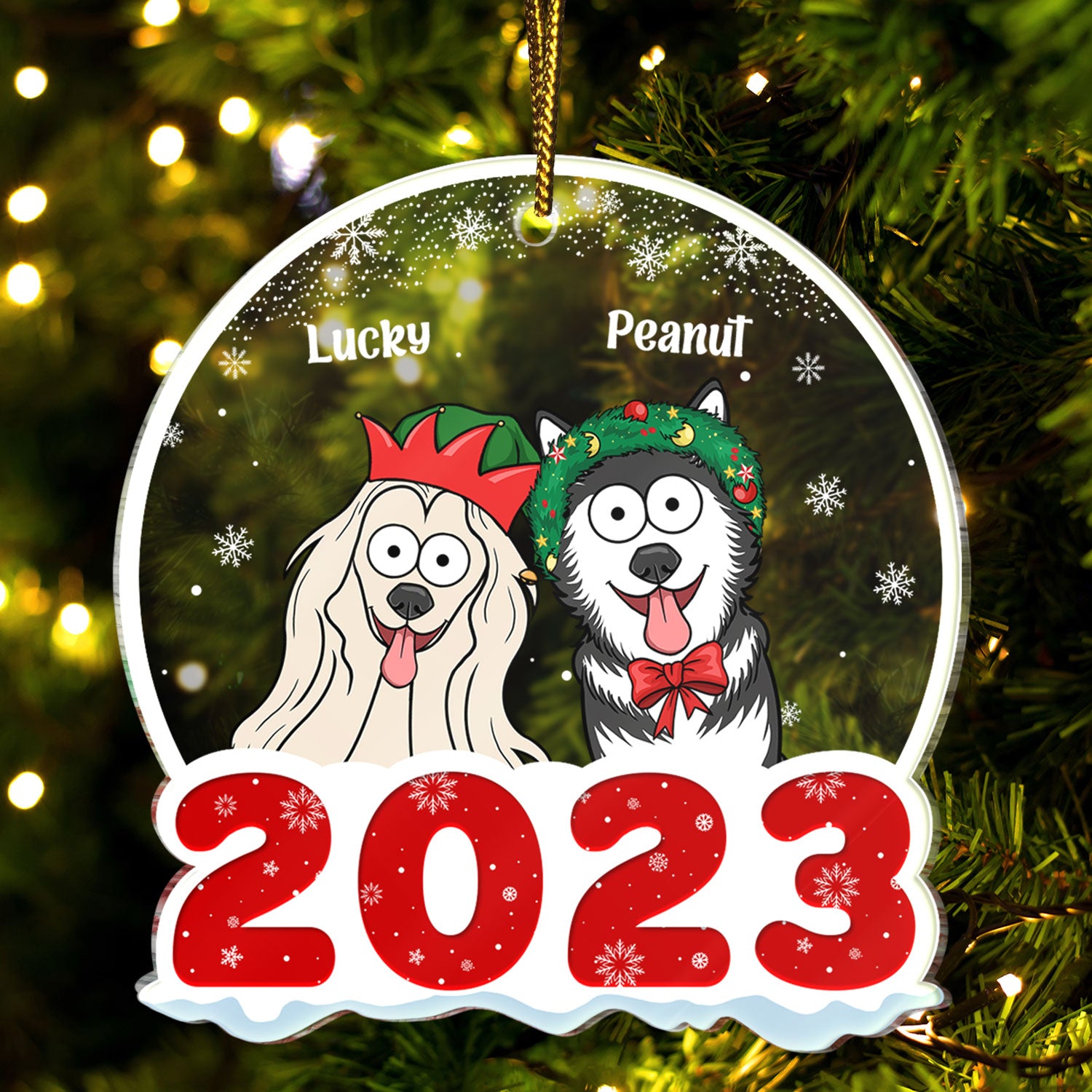 2023 Cartoon Dogs - Christmas Gift For Dog Lovers - Personalized Custom Shaped Acrylic Ornament