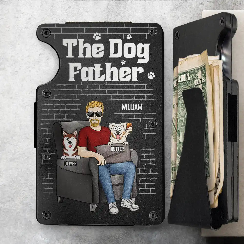 Pet Lovers, Pet Dad - Pet Dad The Dog Father Funny Dog Cat - Personalized Card Wallet With Money Clip