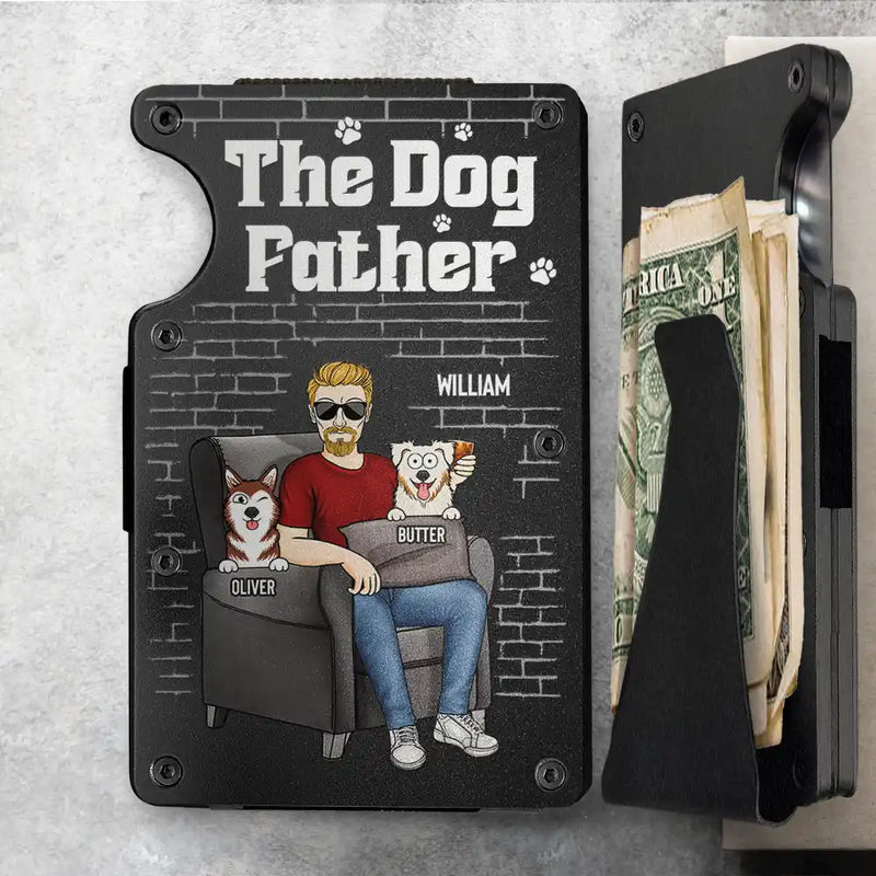 Pet Lovers, Pet Dad - Pet Dad The Dog Father Funny Dog Cat - Personalized Card Wallet With Money Clip