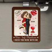Gift For Couples, Gift For Husband, Gift For Boyfriend - Hugging Couple Together Since - Personalized Custom Shaped Car Visor Clip
