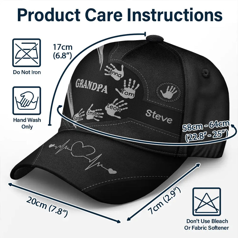 Grandpa Dad Kids Handprints - Personalised Classic Cap