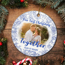 Gift For Couples,Gift For Husband,Gift For Wife,Christmas,Wedding,Love - Custom Photo Our First Christmas Married - Personalized Circle Ceramic Ornament