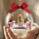 Pet Lovers,Custom Photo,Happy,Christmas - Custom Photo 1st Christmas With Forever Family - Personalized 3D Acrylic Ball Ornament