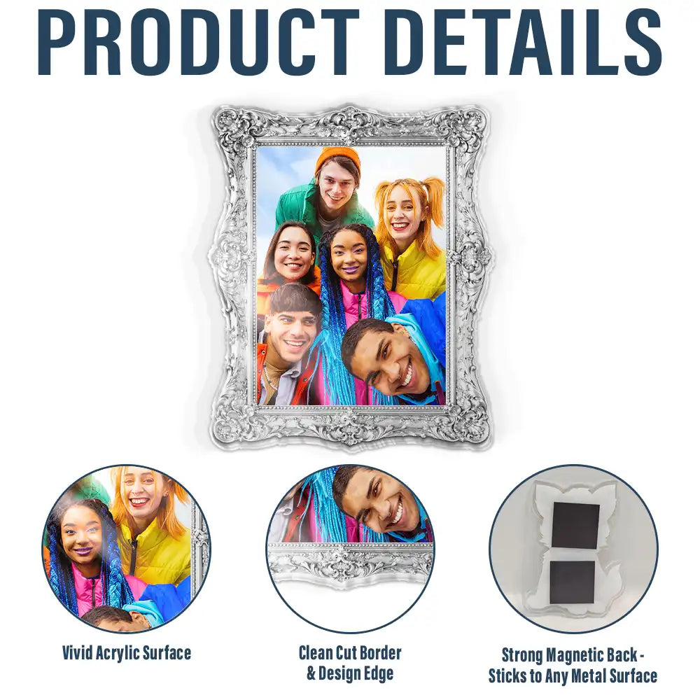 Family,Gift For Couples,Happy - Custom Photo Portrait Funny Family Couple Siblings Besties - Personalized Acrylic Fridge Magnet