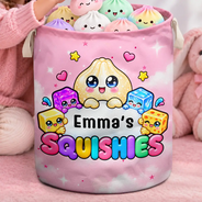 Christmas,Gift For Kids,Icon,Playful - Gift For Kids Squishy Lovers - Personalized Name Squishy Collection Storage Basket