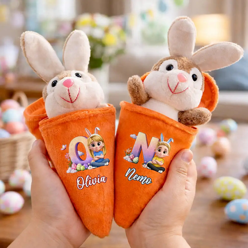 Kids Sitting With Easter Alphabet Letters - Personalized Plush Kids Sitting With Easter Alphabet Letters - Personalized Plush
