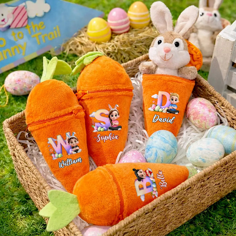 Kids Sitting With Easter Alphabet Letters - Personalized Plush Kids Sitting With Easter Alphabet Letters - Personalized Plush