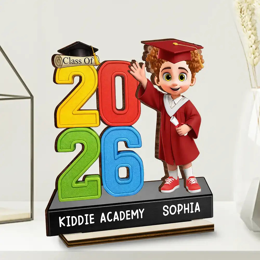 Graduation,Gift For Kids,Grandma - Grandkids,Gift For Grandkids,Dad - Children,Mom - Children,Happy - Congrats Pre-k Preschool Kindergarten Graduated - Personalized Custom Shaped Wooden Plaque