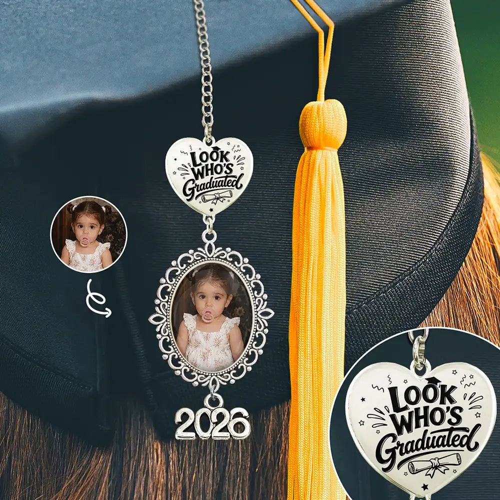 Custom Photo Funny Childhood Look Who's Graduated - Personalized Graduation Tassel Charm