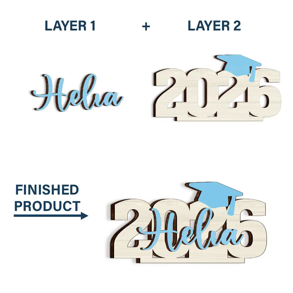 Graduation,Happy - Congrats Graduation Colorful Name - Personalized Custom Shaped Wooden Plaque
