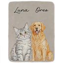 Custom Photo,Art Design,Pet Lovers,Top Market,Playful,Photo - Colored Pencil  - Custom Photo Colored Pencil Sketch Dog Cat Pet Portrait - Personalized Fleece Blanket, Sherpa Blanket