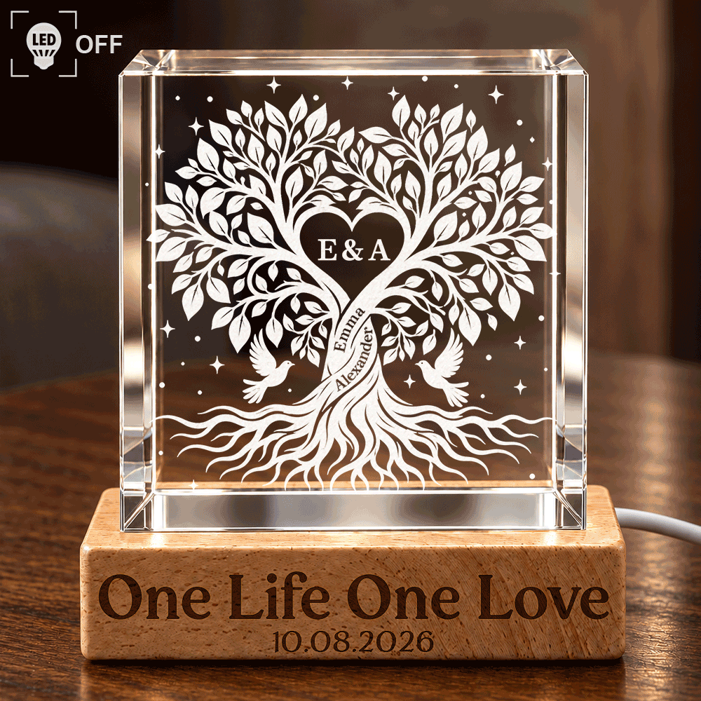 Anniversary,Custom Text,Gift For Couples,Indoor Decor,Old Couples,Romantic - Anniversary Gift For Couples - Personalized And So Together They Built A Life They Loved Crystal Cube Lamp