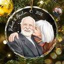 Art Design,Christmas,Romantic,Gift For Couples,Photo - Vivid Watercolor Art - Custom Photo Vivid Watercolor Art Anniversary Loving Couple - Personalized Circle Glass Ornament