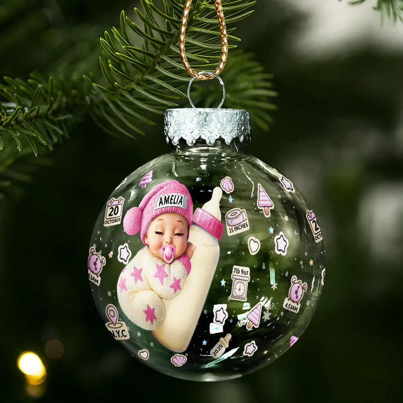 New baby,Christmas,Love - Baby's First Christmas - Personalized Ball Ornament