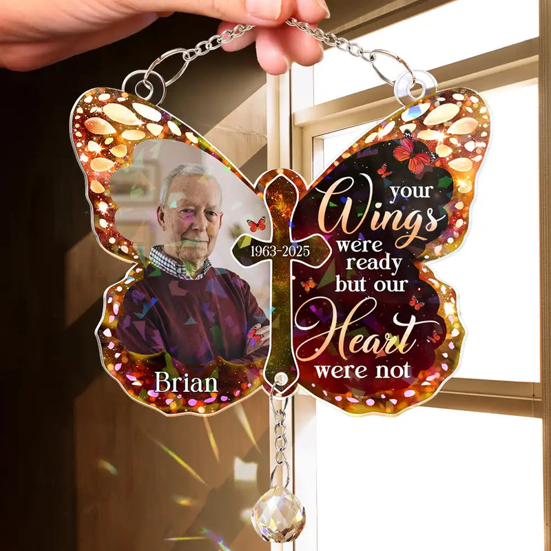 Sad,Memorial,Family,Gift For Grandparents,Parents,Gift For Sibling - Custom Photo I Am Always With You Memorial - Personalized Rainbow Suncatcher With Crystal Ball Prism
