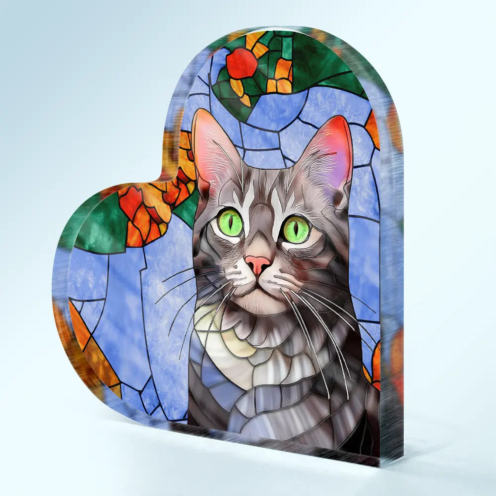 Gift For Wife,Gift For Mother,Gift For Grandma,Gift For Grandparents,Family,Love - Custom Photo Stained Glass Portrait Mom Grandma Parents Family - Personalized Heart Shaped Acrylic Plaque