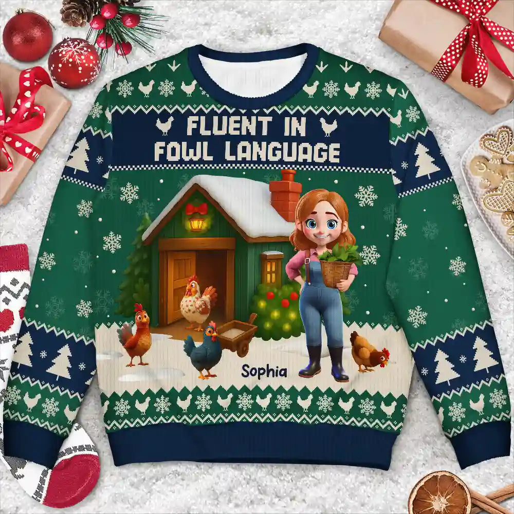 Christmas, Farm, Gift For Yourself, Happy - All I Want for Christmas Is Chickens - Personalized Unisex Ugly Sweater