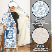 Cat Mom,Cat Lovers,Happy - Cat Mom Toile De Jouy Cats - Personalized Hooded Robe
