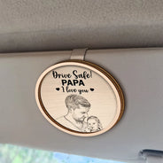 Gift For Wife,Gift For Girlfriend,Gift For Yourself,Gift For Women,Gift For Mother,Gift For Daughter,Gift For Sisters,Gift For Bestie,Gifts For Colleagues,Teacher,Back To School,Top Market,Icon,Cozy - Custom Photo Pencil Sketch Drive Safe Daddy I Love You - Personalized Custom Shaped Car Visor Clip