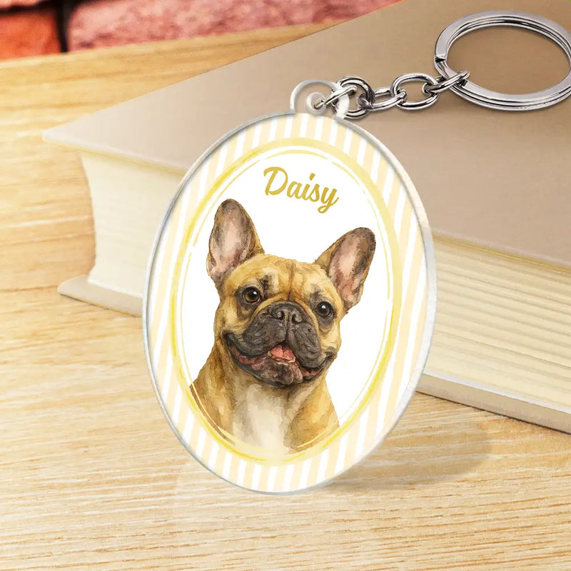 Pet Couple, Art Design, Playful, Pet Lovers, Gift For Couples, Photo - Watercolor - Remove BG - Custom Photo Realistic Watercolor Art Dog Cat Pet Baby Portrait Vintage - Personalized Acrylic Keychain