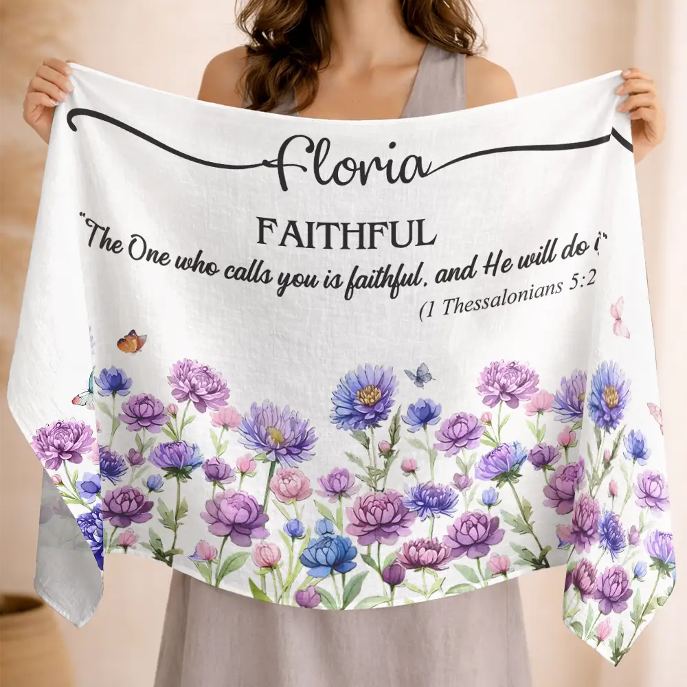 Gift For Women,Gift For Mother,Gift For Grandma,Gift For Daughter,Love,Christian - Custom Name With Bible Verse And Birth Month Flower - Personalized Lightweight Soft Shawl