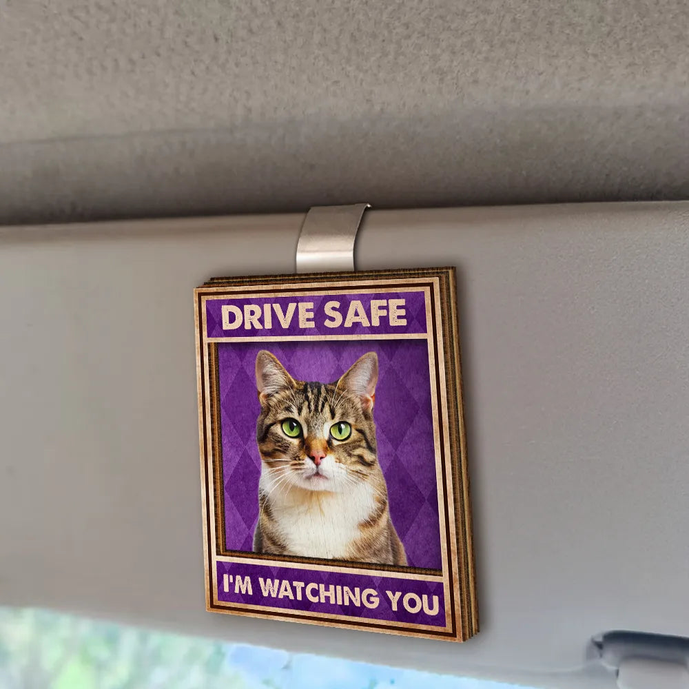 Dog Lovers,Pet Lovers,Cat Lovers,Funny - Custom Photo Drive Safe We’re Waiting At The Door Dog Cat Pet Vintage - Personalized Custom Shaped Car Visor Clip