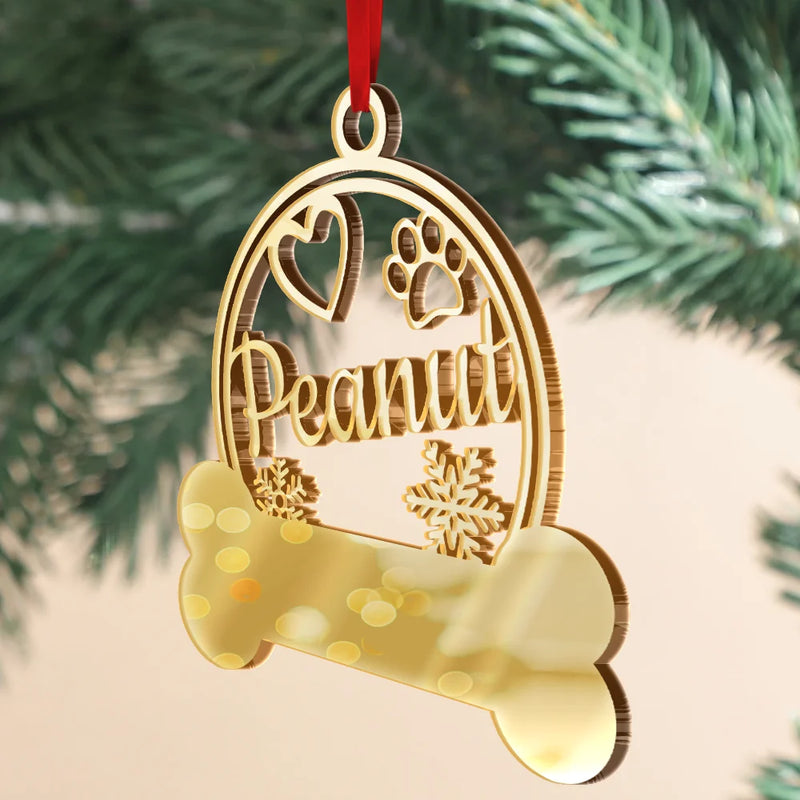 Happy,Christmas,Pet Lovers,Dog Lovers,Cat Lovers - Christmas Pet Paw Sign With Names - Personalized DIY Mirror Acrylic Ornament