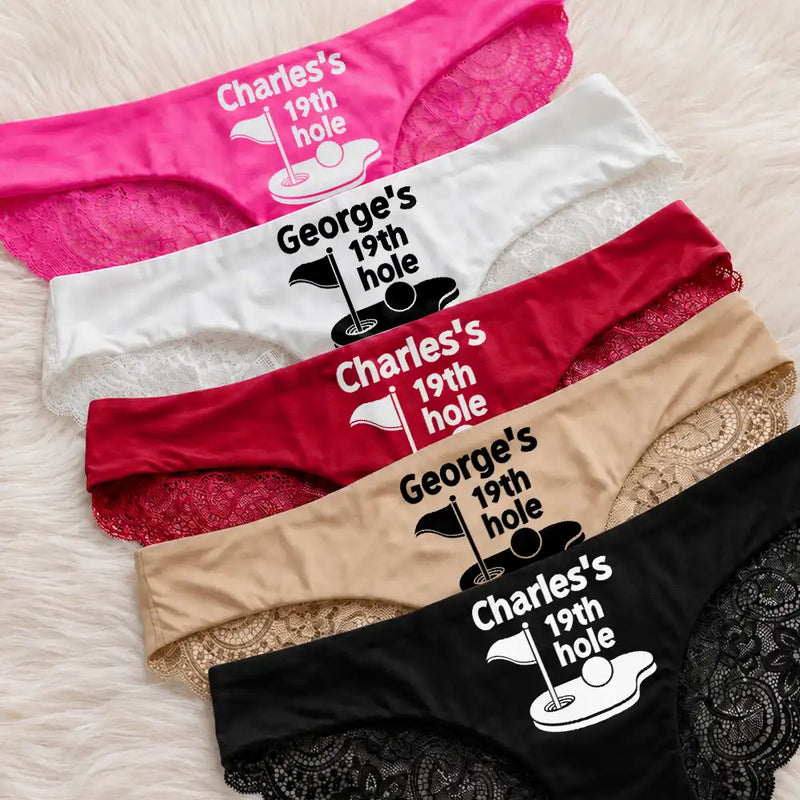 Wedding Anniversary,Gift For Wife,Humorous,Gift For Couples,Custom Text - 19th Hole Funny Golf Underwear - Personalized Panty