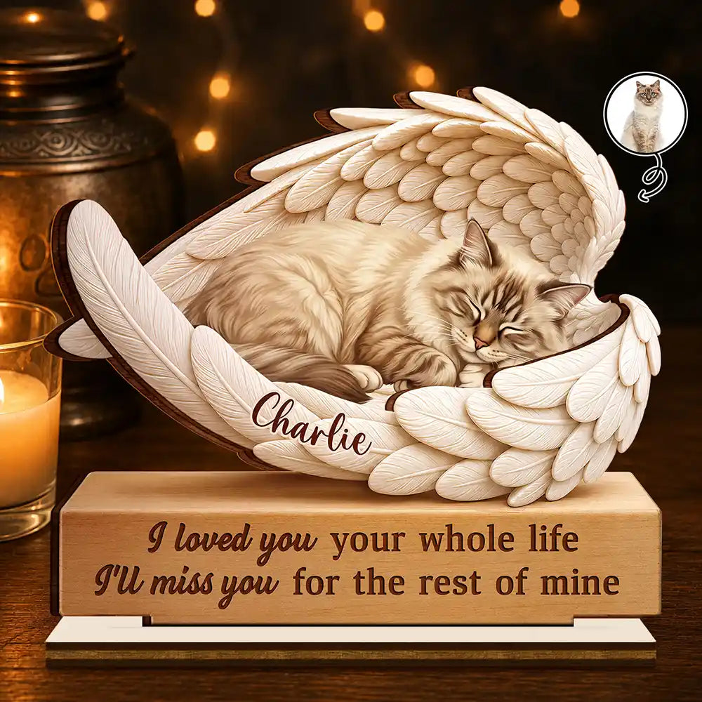 Art Design, Healing, Pet Memorial, Pet Lovers, Memorial, Photo - Sleeping Dog Cat Baby - Custom Photo Sleeping Angel If Love Alone Could Have Kept You Here Dog Cat Remembrance - Personalized Custom Shaped Wooden Plaque