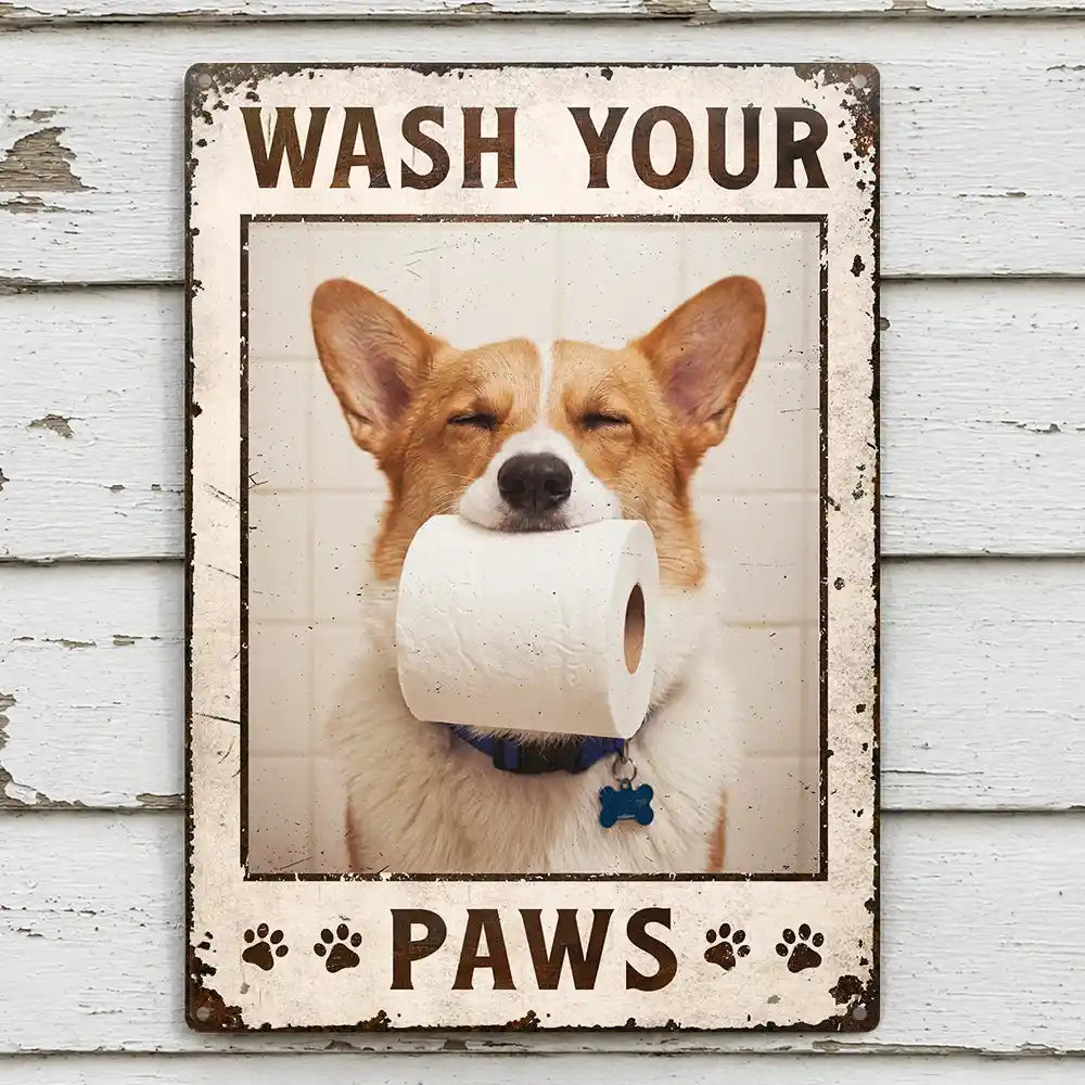 Art Design,Humorous,Pet Lovers,Photo - Funny Bathroom Pet  - Custom Photo Funny Bathroom Pet Nice Butt Are You Pooping Toilet Dog Cat - Personalized Classic Metal Signs