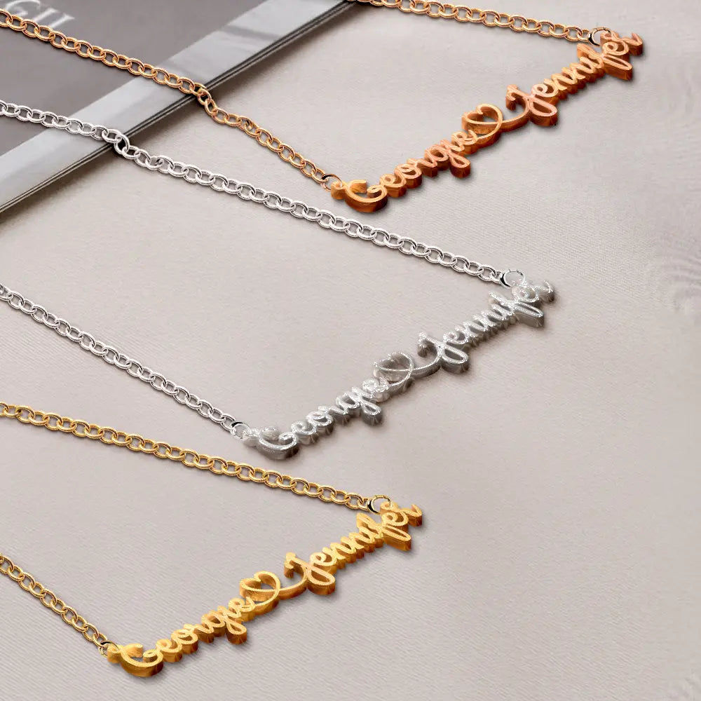 Gift For Couples,Love - Couples Initials Heart Sign Name - Personalized Letter Necklace