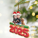 Gift For Couples,Family,Parents,Christmas,Pet Couple - Cute Couple With Kids And Dogs Cats 3D Effect - Personalized Custom Shaped Acrylic Ornament