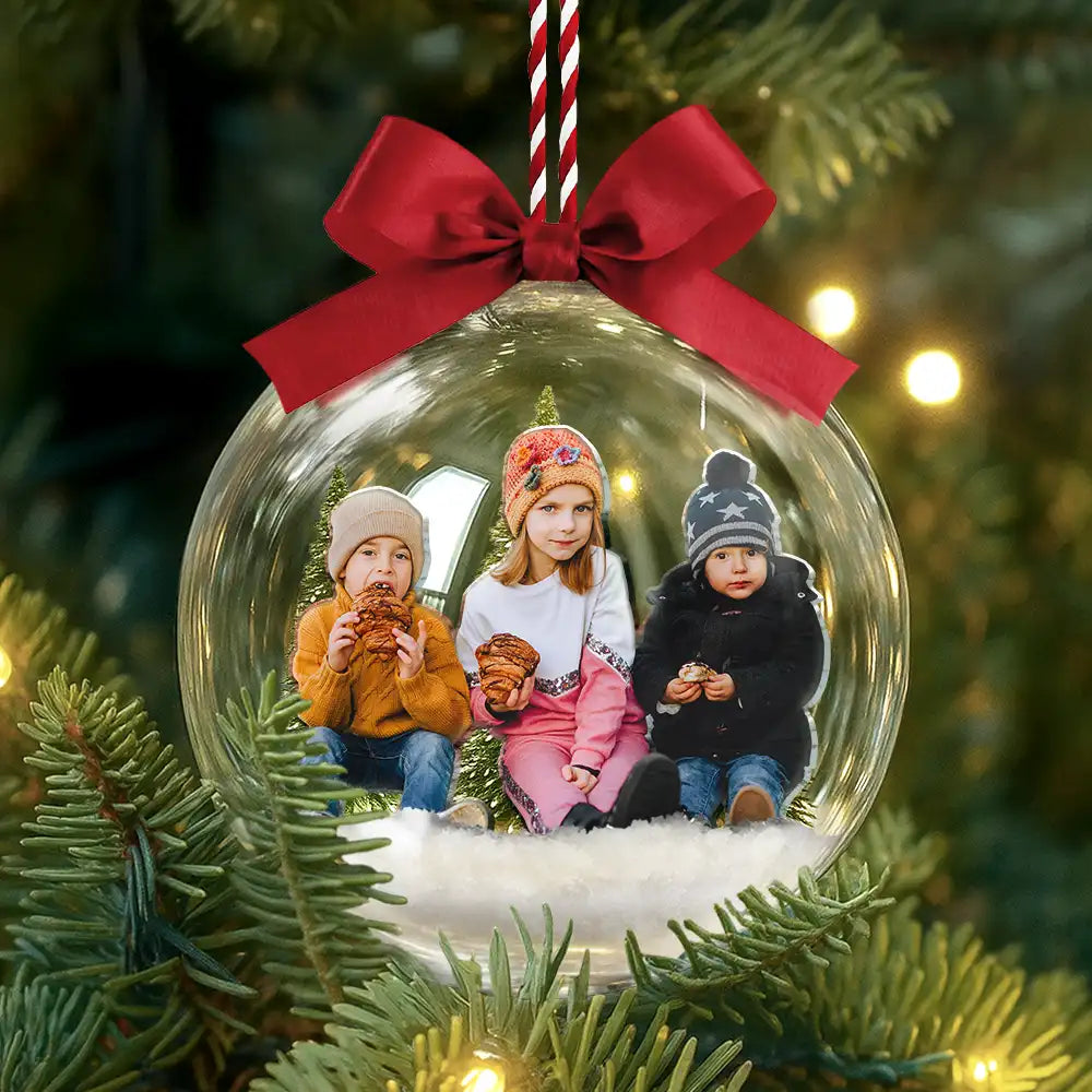 Custom Photo,Happy,Christmas,Gift For Grandparents - Custom Photo Grandparents Papa Nana We Love You - Personalized 3D Acrylic Ball Ornament