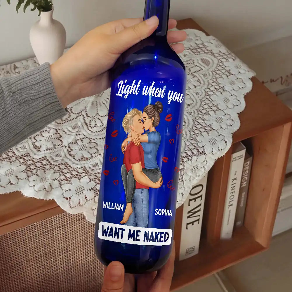 Couple qui s'embrasse, je t'aime tous les jours, sois toujours à tes côtés - Bouteille lumineuse personnalisée