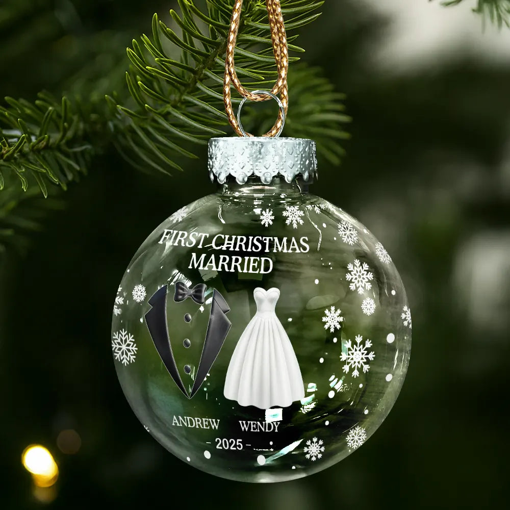 Gift For Couples,Love,Christmas - First Christmas As Married Couples - Personalized Ball Ornament