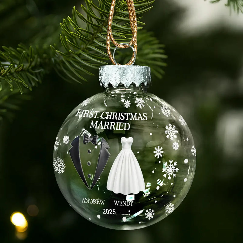 Gift For Couples,Love,Christmas - First Christmas As Married Couples - Personalized Ball Ornament