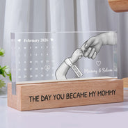 New Dad,New Mom,New baby,Gift For Father,Gift For Mother - Calendar The Day You Became My Dad Mom - Personalized Rectangle LED Light
