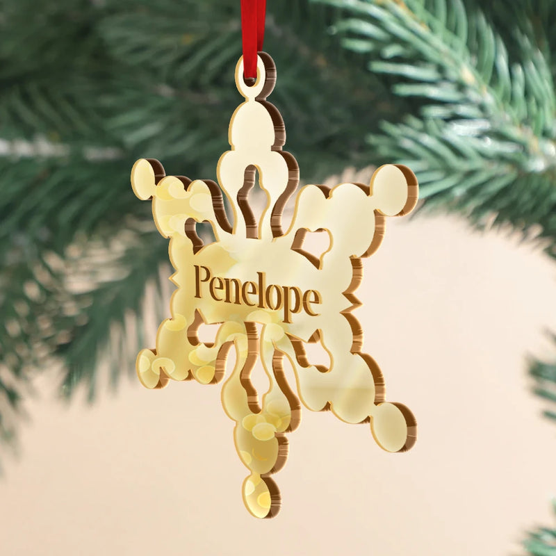 Family,Happy,Christmas,Gift For Bestie - Christmas Snowflakes With Names - Personalized DIY Mirror Acrylic Ornament