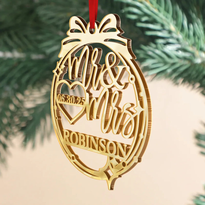 Gift For Couples,Love,Christmas - Anniversary Wedding Mr And Mrs - Personalized DIY Mirror Acrylic Ornament