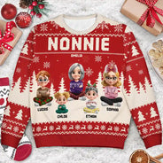 Gift For Grandma,Gift For Mother,Gift For Wife,Happy,Christma - Grandma Nana Mimi Grandkid 3D Effect - Personalized Unisex Ugly Sweater
